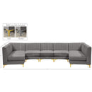 Meridian Alina Grey Velvet Modular Sectional IMAGE 14
