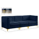 Meridian Alina Navy Velvet Modular Sofa IMAGE 17