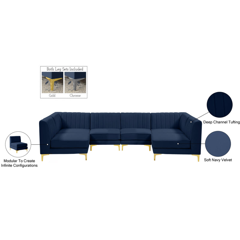 Meridian Alina Navy Velvet Modular Sectional IMAGE 15