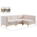 Meridian Alina Pink Velvet Modular Sectional IMAGE 20