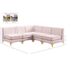 Meridian Alina Pink Velvet Modular Sectional IMAGE 17