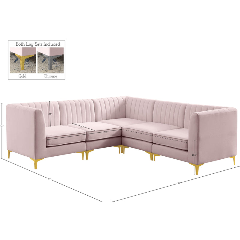 Meridian Alina Pink Velvet Modular Sectional IMAGE 17