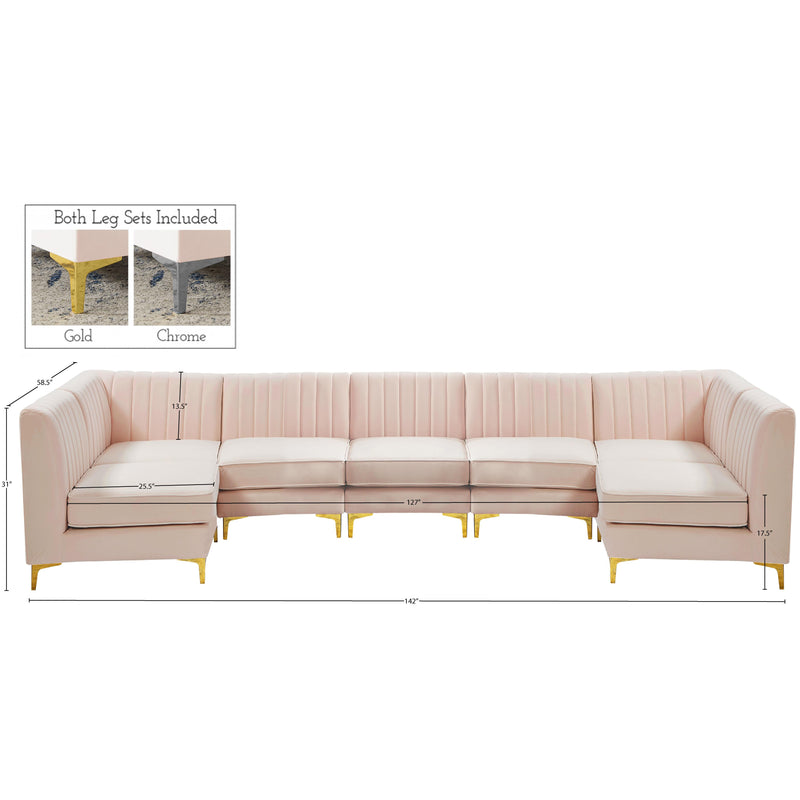 Meridian Alina Pink Velvet Modular Sectional IMAGE 14