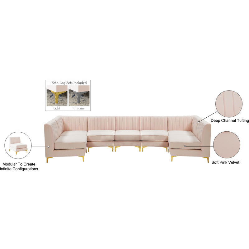 Meridian Alina Pink Velvet Modular Sectional IMAGE 15