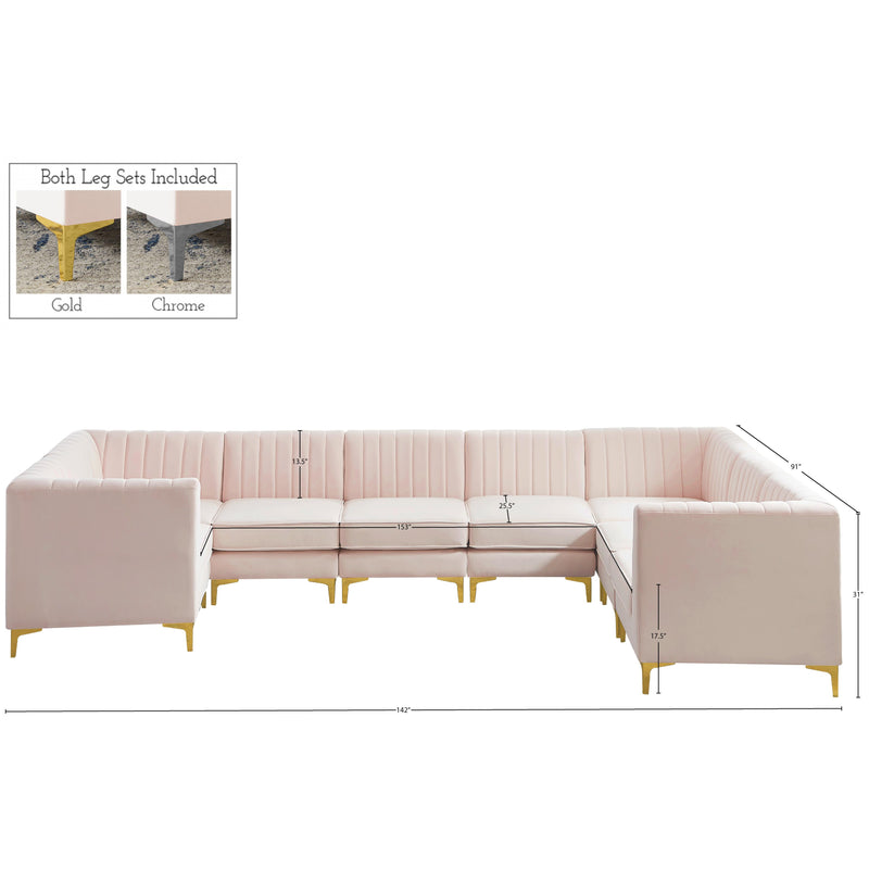 Meridian Alina Pink Velvet Modular Sectional IMAGE 19