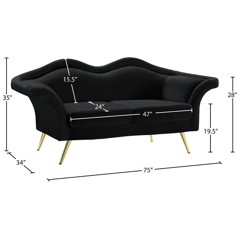 Meridian Lips Black Velvet Loveseat IMAGE 15