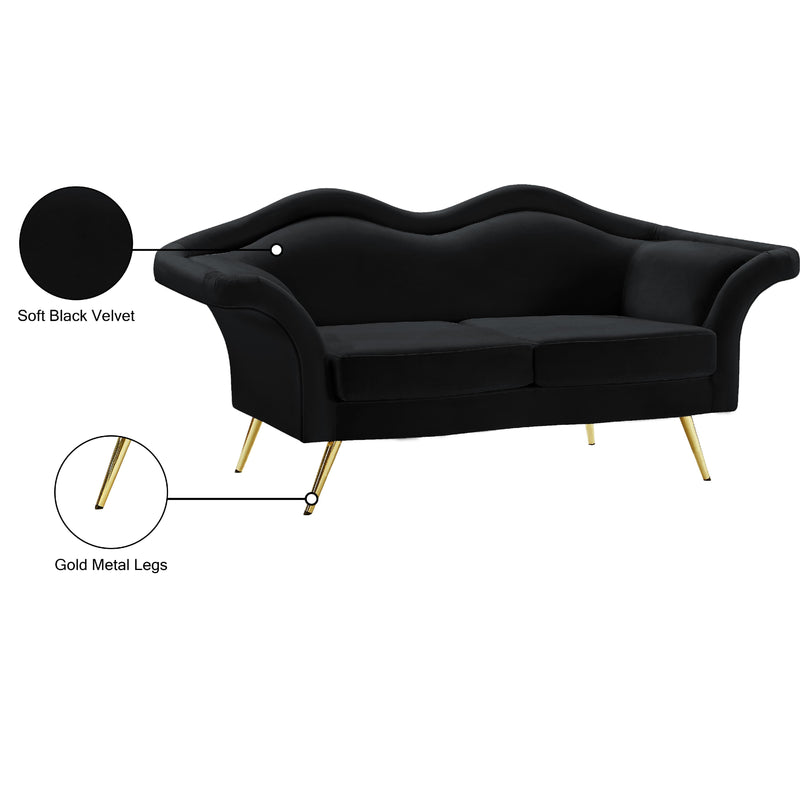 Meridian Lips Black Velvet Loveseat IMAGE 16