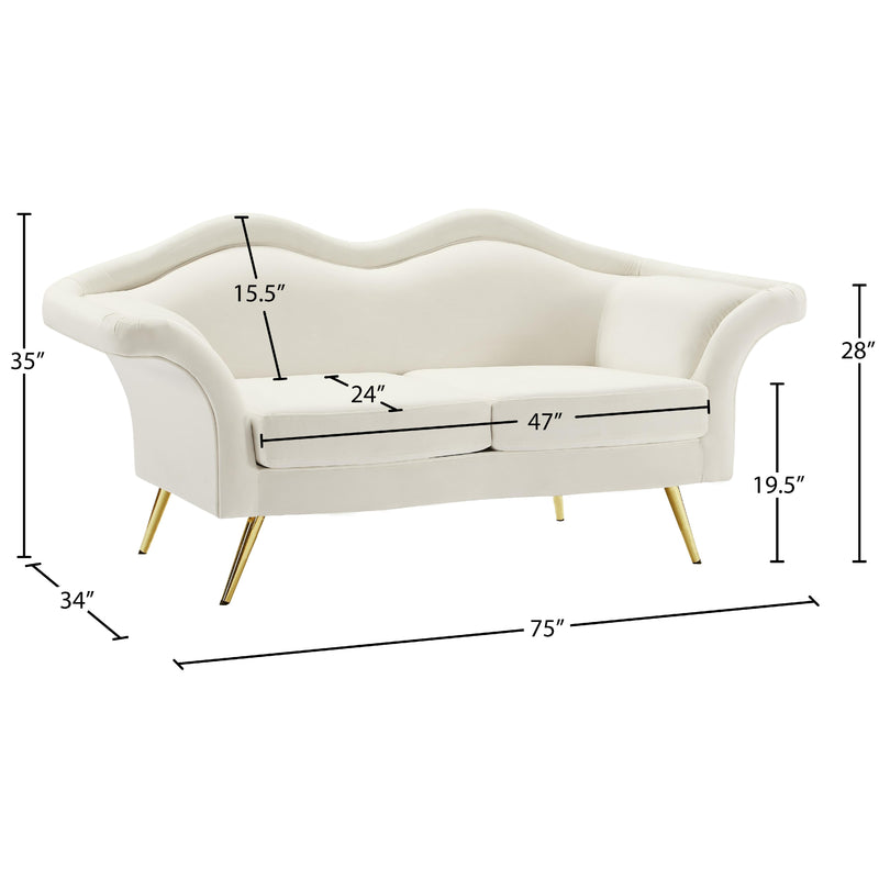 Meridian Lips Cream Velvet Loveseat IMAGE 15