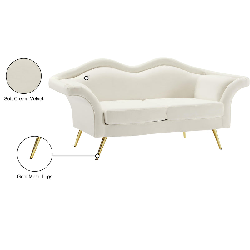 Meridian Lips Cream Velvet Loveseat IMAGE 16