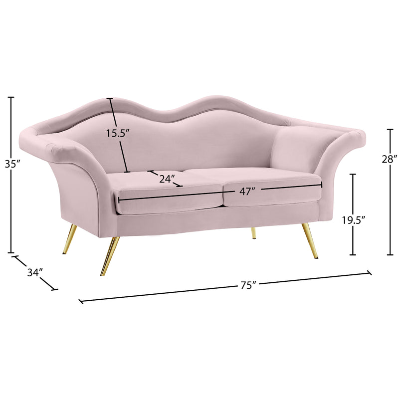Meridian Lips Pink Velvet Loveseat IMAGE 15