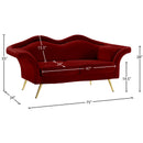 Meridian Lips Red Velvet Loveseat IMAGE 15