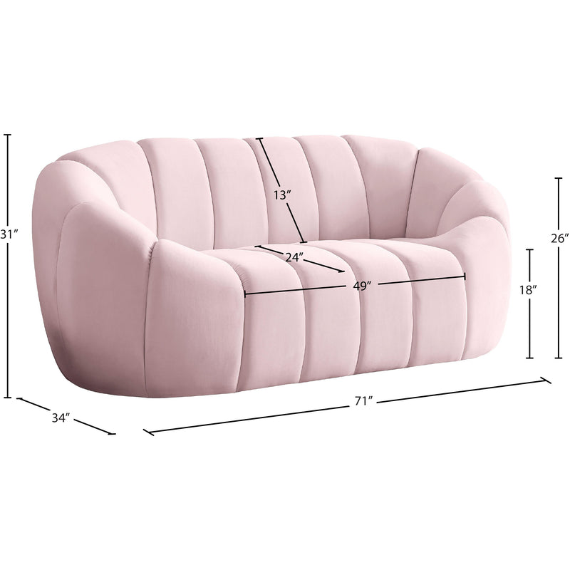 Meridian Elijah Pink Velvet Loveseat IMAGE 10