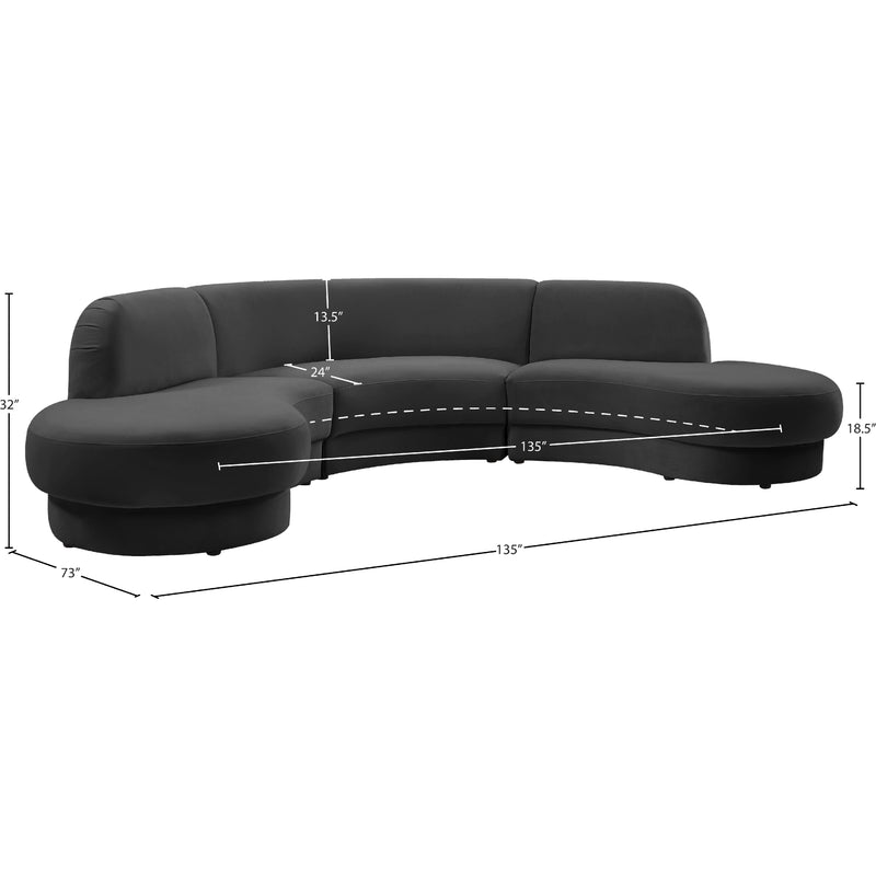 Meridian Rosa Grey Velvet 3 pc Sectional (3 Boxes) IMAGE 13