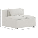 Meridian Cube Cream Durable Linen Textured Armless Chair IMAGE 7