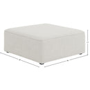 Meridian Cube Cream Durable Linen Textured Ottoman IMAGE 5
