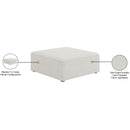 Meridian Cube Cream Durable Linen Textured Ottoman IMAGE 6