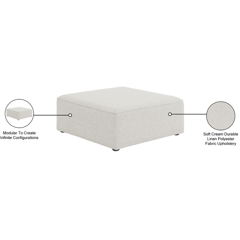Meridian Cube Cream Durable Linen Textured Ottoman IMAGE 6