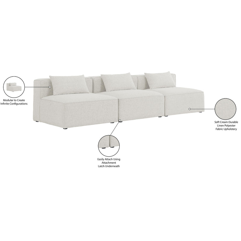 Meridian Cube Cream Durable Linen Textured Modular Sofa IMAGE 8