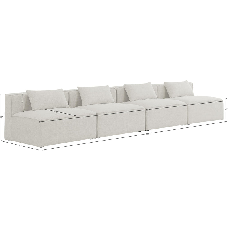 Meridian Cube Cream Durable Linen Textured Modular Sofa IMAGE 7