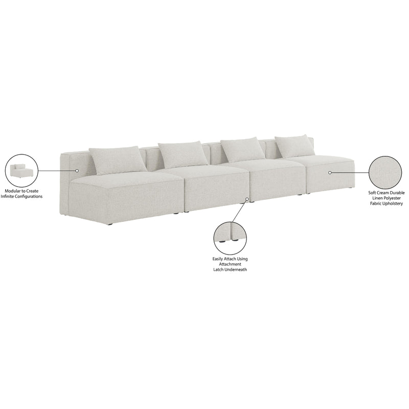 Meridian Cube Cream Durable Linen Textured Modular Sofa IMAGE 8