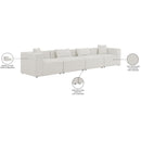 Meridian Cube Cream Durable Linen Textured Modular Sofa IMAGE 10