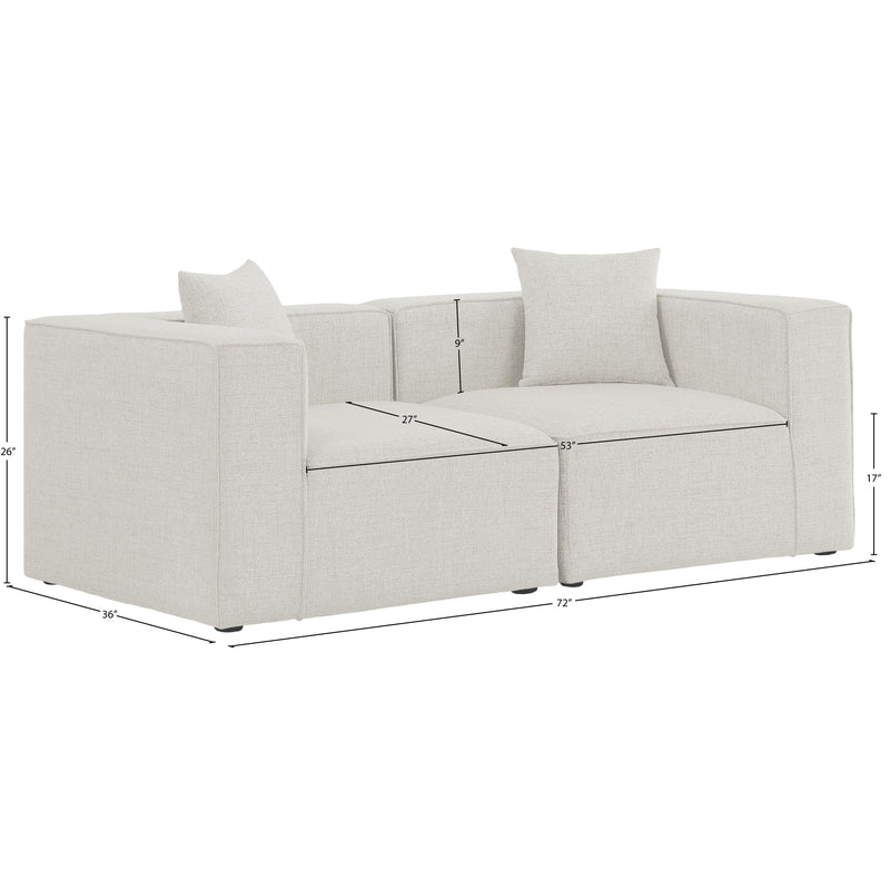 Meridian Cube Cream Durable Linen Textured Modular Sofa IMAGE 9