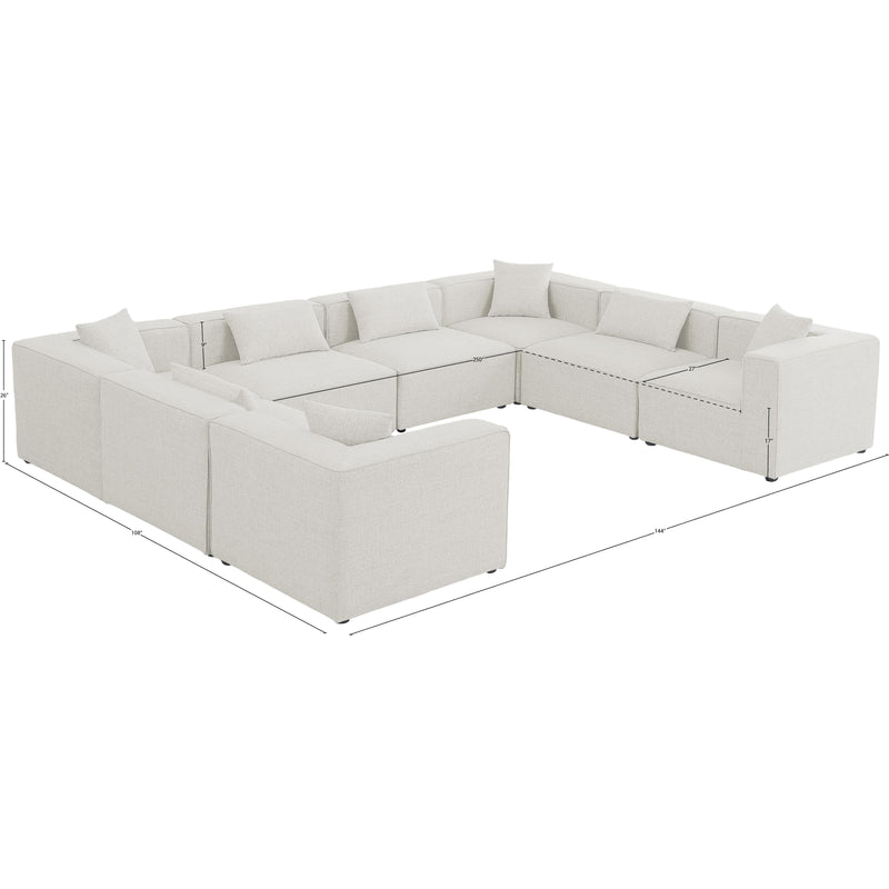 Meridian Cube Cream Durable Linen Textured Modular Sectional IMAGE 9