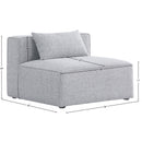 Meridian Cube Grey Durable Linen Textured Armless Chair IMAGE 7