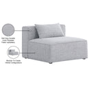 Meridian Cube Grey Durable Linen Textured Armless Chair IMAGE 8