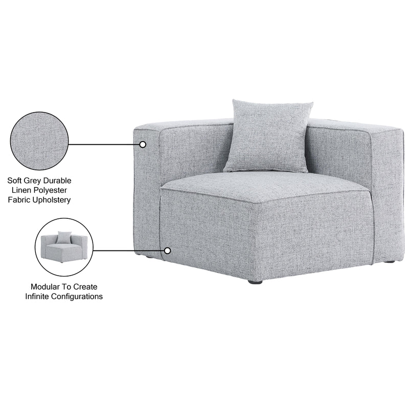 Meridian Cube Grey Durable Linen Textured Corner Chair IMAGE 8