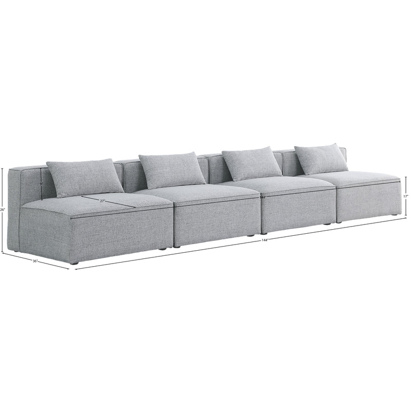 Meridian Cube Grey Durable Linen Textured Modular Sofa IMAGE 7