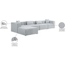 Meridian Cube Grey Durable Linen Textured Modular Sectional IMAGE 15