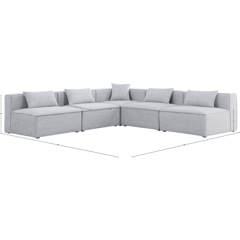 Meridian Cube Grey Durable Linen Textured Modular Sectional IMAGE 8