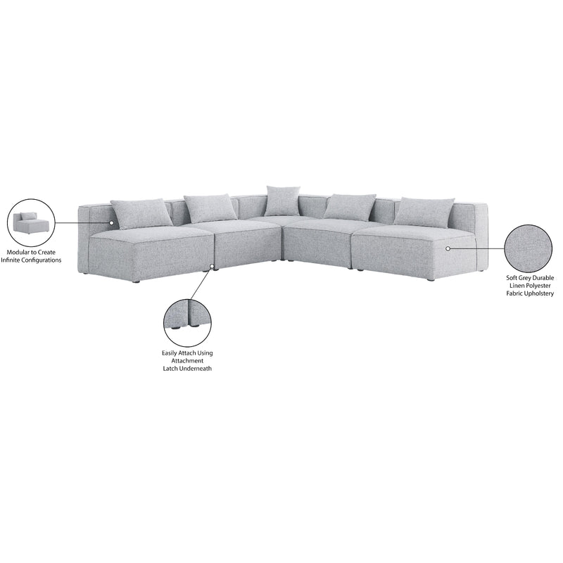 Meridian Cube Grey Durable Linen Textured Modular Sectional IMAGE 9