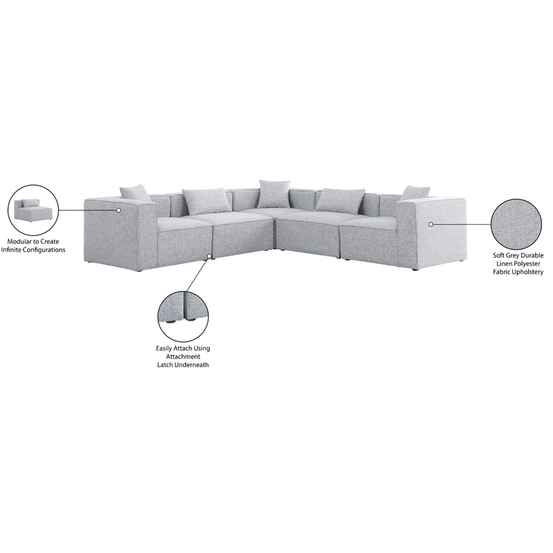 Meridian Cube Grey Durable Linen Textured Modular Sectional IMAGE 10