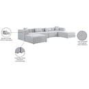Meridian Cube Grey Durable Linen Textured Modular Sectional IMAGE 10