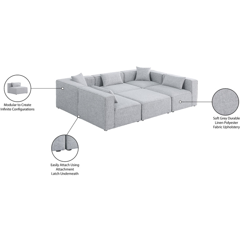 Meridian Cube Grey Durable Linen Textured Modular Sectional IMAGE 10
