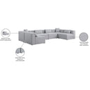 Meridian Cube Grey Durable Linen Textured Modular Sectional IMAGE 10