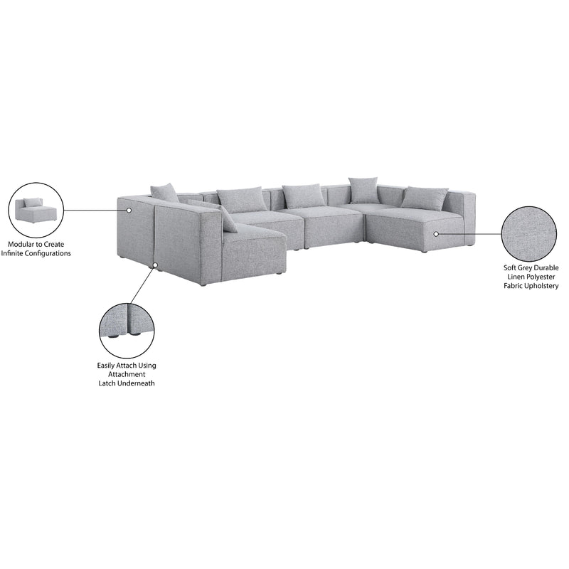 Meridian Cube Grey Durable Linen Textured Modular Sectional IMAGE 10