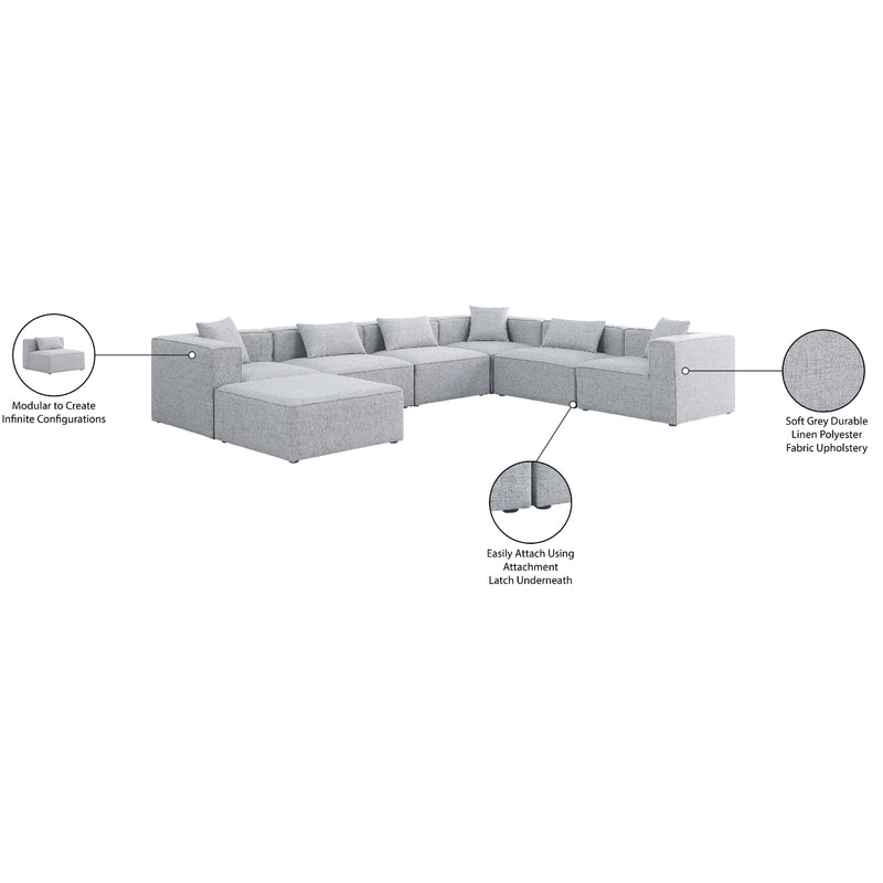 Meridian Cube Grey Durable Linen Textured Modular Sectional IMAGE 10