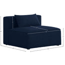 Meridian Cube Navy Durable Linen Textured Armless Chair IMAGE 7