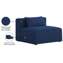 Meridian Cube Navy Durable Linen Textured Armless Chair IMAGE 8