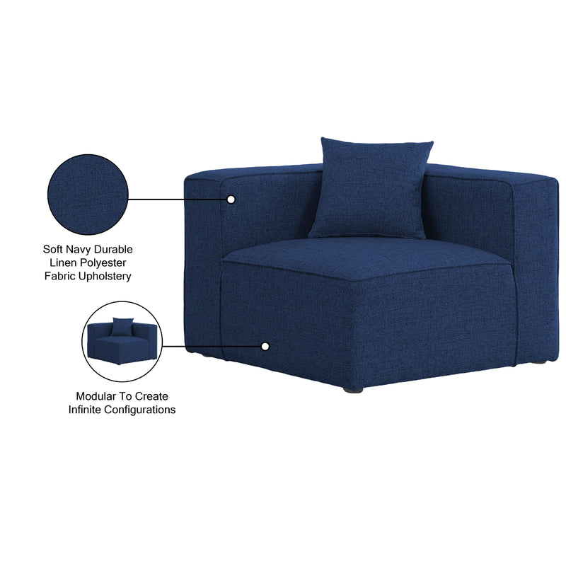 Meridian Cube Navy Durable Linen Textured Corner Chair IMAGE 8