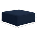 Meridian Cube Navy Durable Linen Textured Ottoman IMAGE 5