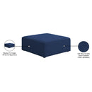 Meridian Cube Navy Durable Linen Textured Ottoman IMAGE 6