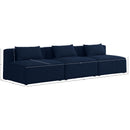 Meridian Cube Navy Durable Linen Textured Modular Sofa IMAGE 7