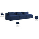 Meridian Cube Navy Durable Linen Textured Modular Sofa IMAGE 8