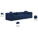 Meridian Cube Navy Durable Linen Textured Modular Sofa IMAGE 10