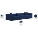 Meridian Cube Navy Durable Linen Textured Modular Sofa IMAGE 10
