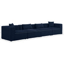 Meridian Cube Navy Durable Linen Textured Modular Sofa IMAGE 9
